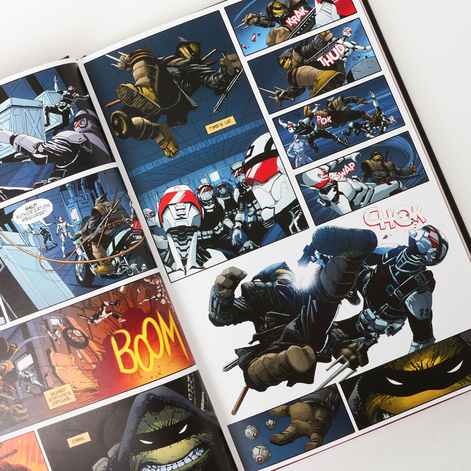Comic book panels with superhero action scenes on a white background